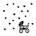 Pram and hearts baby stencil 8x8